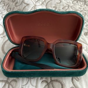 Gucci 53 mm Square Sunglasses- Havana